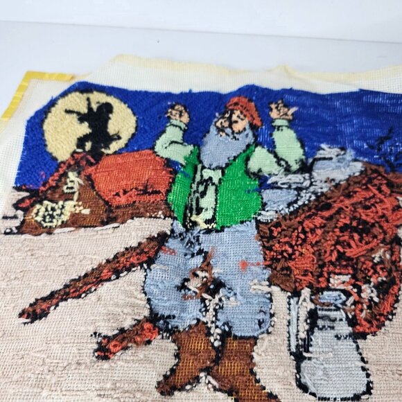 Jewish Art Needlepoint Judaica Fiddler On The Roof Handmade 13"x16" WRINKLED - Picture 8 of 8